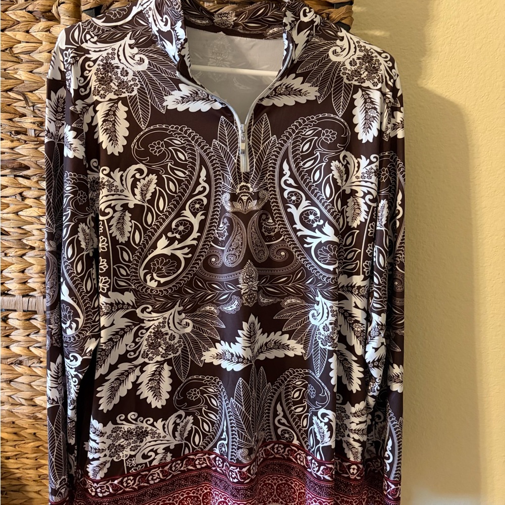 Brown and White Paisley Women's Tunic